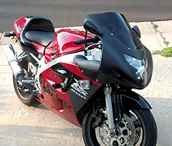 Black and Red GSXR with Infra Red Racing Upgrade Nose